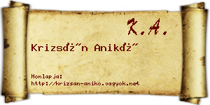 Krizsán Anikó névjegykártya