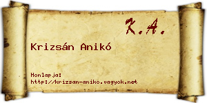 Krizsán Anikó névjegykártya